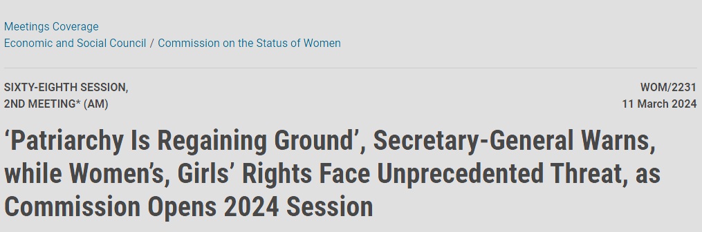 Patriarchy Is Regaining Ground: UN Chief Warns of Unprecedented Threats to Women's Rights